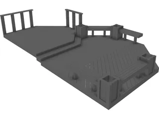 Custom Wood Deck 3D Model