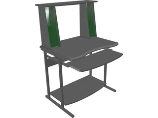 Desk with CD Rack 3D Model