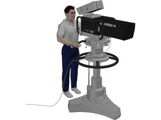 TV Camera with Operator 3D Model