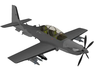 TAI Hurkus Basic Trainer Aircraft 3D Model
