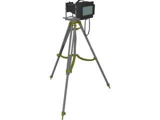 Old Fashion Camera On Tripod 3D Model