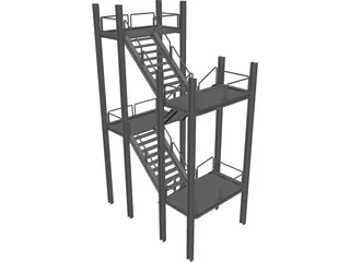 Two-level Stairs 3D Model