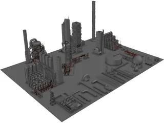 Oil Refinery Parts 3D Model