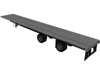 Split Axle Flatbed Trailer 3D Model