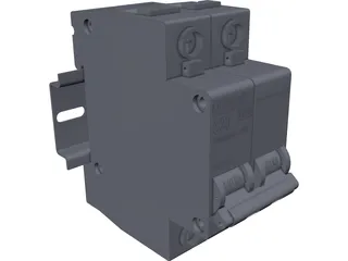 Circuit Breaker with DIN Rail 3D Model