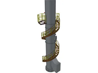 Exhaust Stack Platform Circular Stairway 3D Model