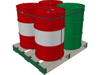 Drums on a Pallet 3D Model