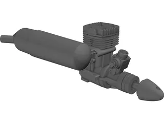 O.S. 61 FX RC Engine with Muffler 3D Model