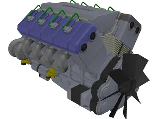 Engine V8 Turbo Diesel 3D Model