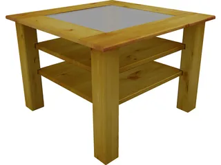 Wood Table with Glass 3D Model