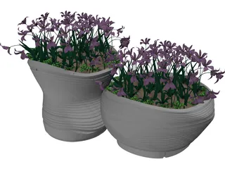 Flower Bed with Flowers 3D Model