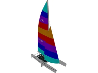 Hobie 18 Racing Catamaran 3D Model