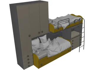 Bunk Bed Dual 3D Model