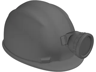 Miners Helmet with Head Lamp 3D Model