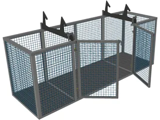 Steel Cage with Doors 3D Model