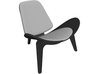 Hans J Wegner Three Legged Chair 3D Model