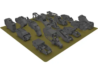 Hard Surface Kitbash Pack 1 Set 2 3D Model