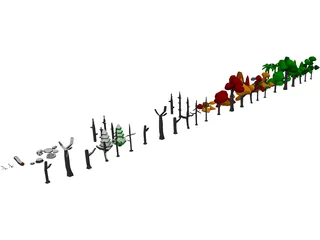 Forest Set Low Poly 3D Model