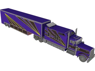 Kenworth W900 Custom with Trailer 3D Model