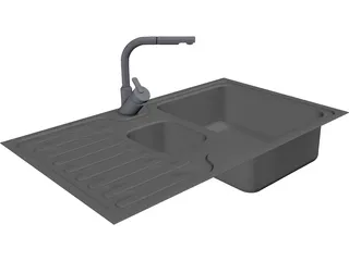 Steel Sink and Faucet 3D Model