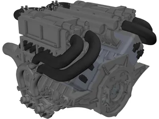 Bugatti Veyron W16 Engine 3D Model
