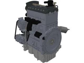 3 Cylinder Engine 3D Model