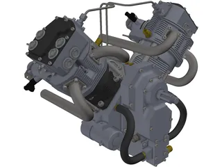 V-twin Engine 3D Model