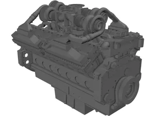 Cummins QSK60 V16 Engine 3D Model