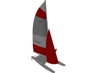Hobie 16 Racing Catamaran with two Female Sailors 3D Model