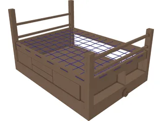 Rope Bed Frame with Drawers Free 3D Model - 3D CAD Browser