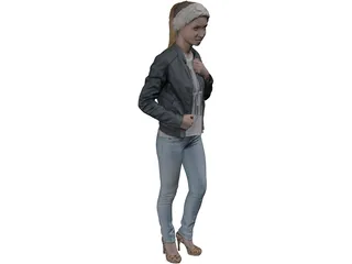 Woman Jeans High Heels 3D Model