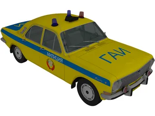 GAZ-24 Volga Soviet Police (1967) 3D Model