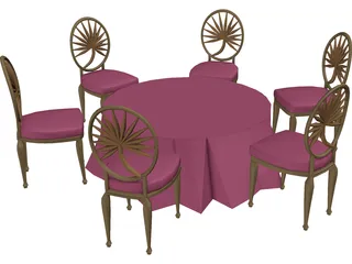 Table and Chairs 3D Model