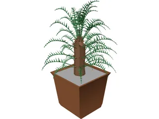 Cica Palm Tree with Sisal Vase 3D Model