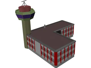 Control Tower with Airport Building 3D Model