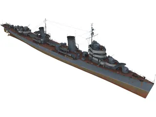 Soviet destroyer Leningrad 3D Model