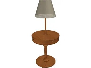 Rounded Table with Lamp 3D Model