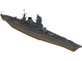 Amagi Japanese Battlecruiser 3D Model