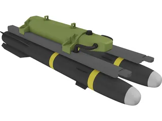 Hellfire Missile with Launcher 3D Model