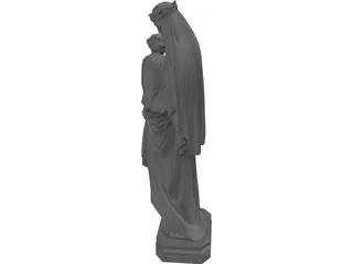 Virgin Mary Statue with Baby Jesus 3D Model