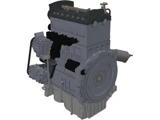 Diesel Engine 3 Cylinder 3D Model