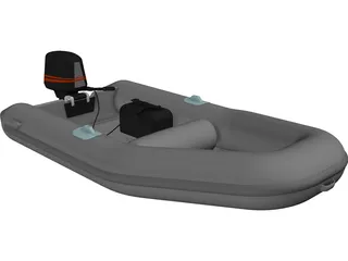 Inflatable Boat with Outboard Motor 3D Model