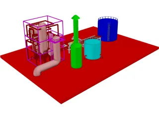 Oil Refinery 3D Model