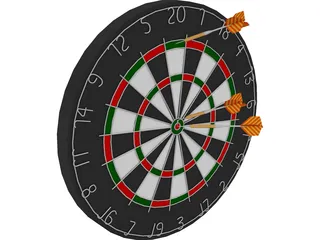 Dart Board with Darts 3D Model