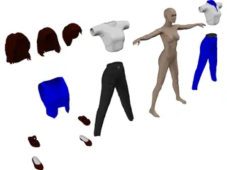 Woman [+Clothes] 3D Model