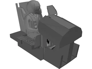 F-15 Cockpit with Pilot and Seat 3D Model