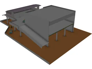 Industrial Building with Shop 3D Model