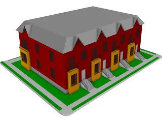 St. Louis-style Homes or Apartments 3D Model