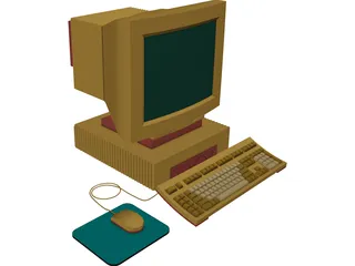 Computer Desktop with Mouse 3D Model