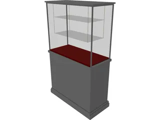 Glass Vitrine with Wooden Base 3D Model